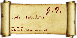 Joó István névjegykártya